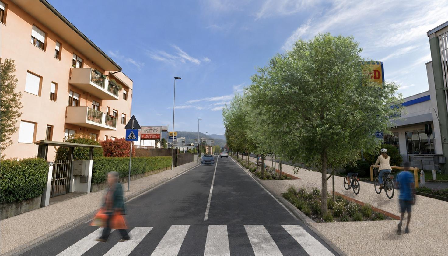 Via Ghislandi cambia volto: più verde e una ciclopedonale